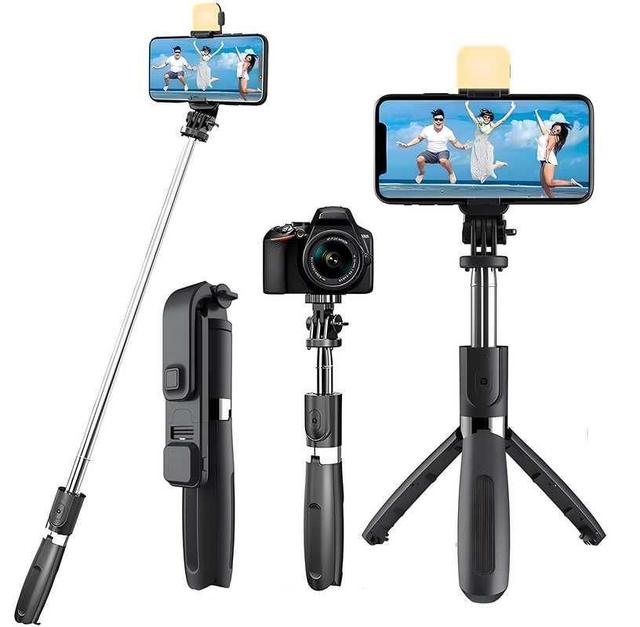 3-in-1 Selfie Stick Tripod with Bluetooth Remote & FlashLight