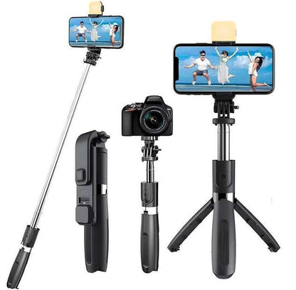 3-in-1 Selfie Stick Tripod with Bluetooth Remote & FlashLight